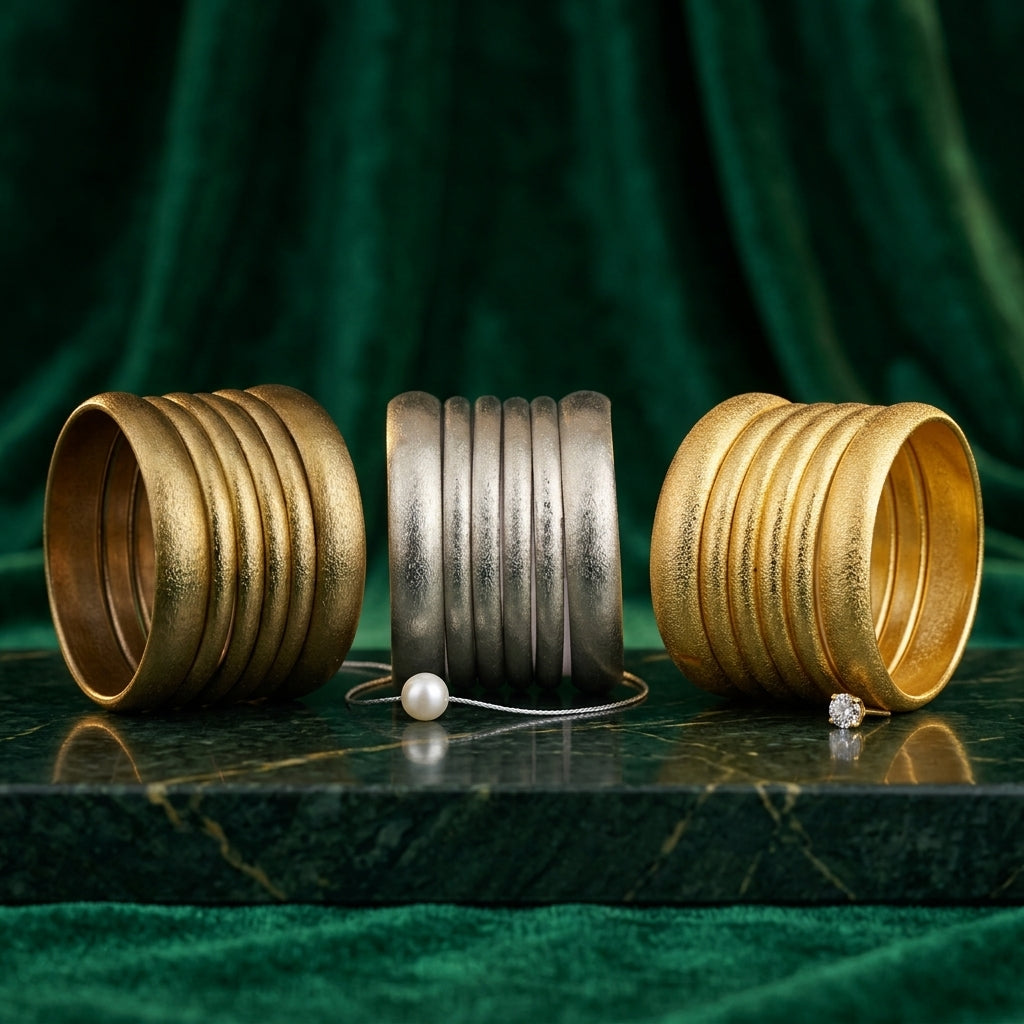 Viral Matte-Finish Stardust Bangle Set | Multi-Tone Churiyan