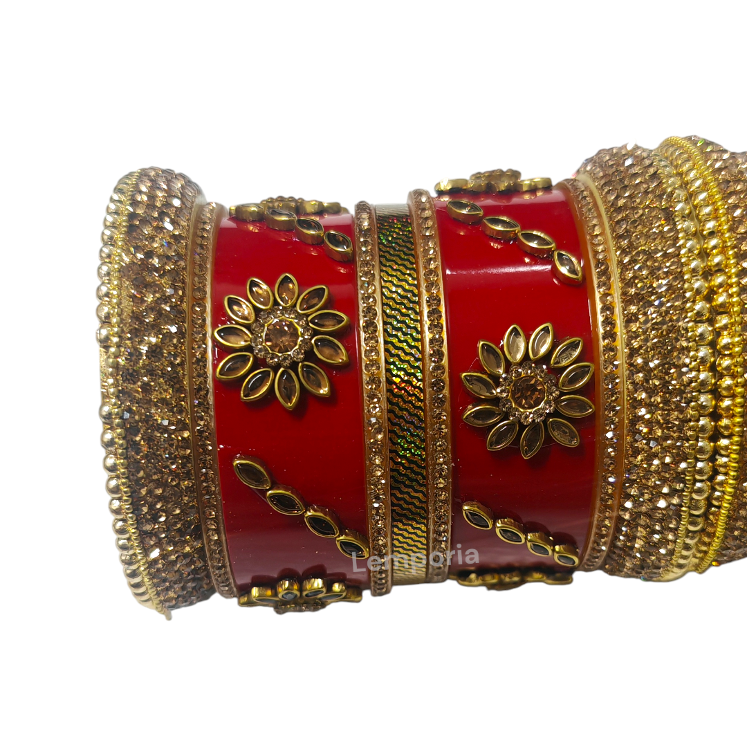 Kundan and Stone Red Choorda