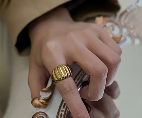 Ribbed Gold Dome Ring