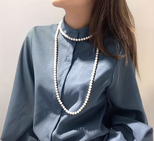 Pearl Long Necklace One Layer