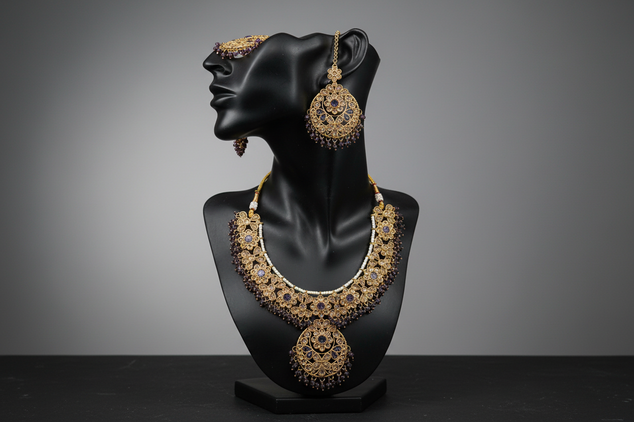 Purple Pari Kundan Style