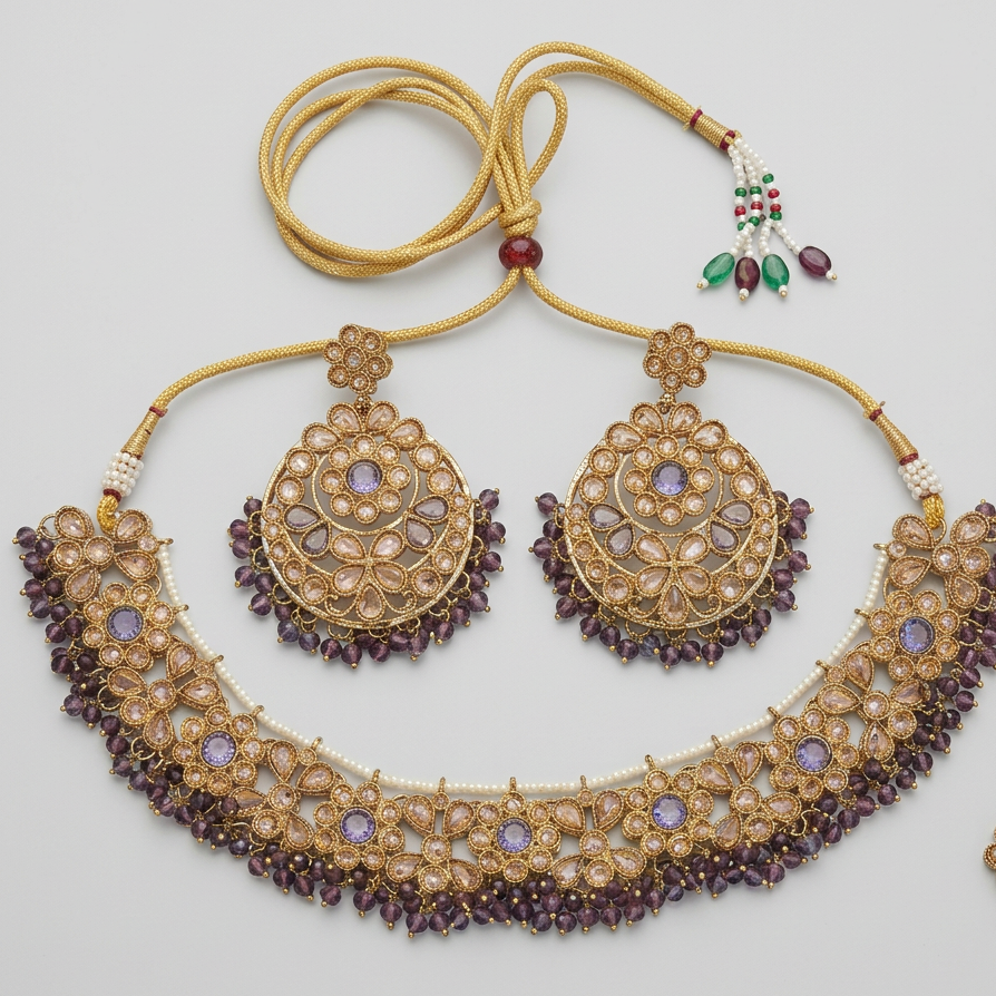 Purple Pari Kundan Style
