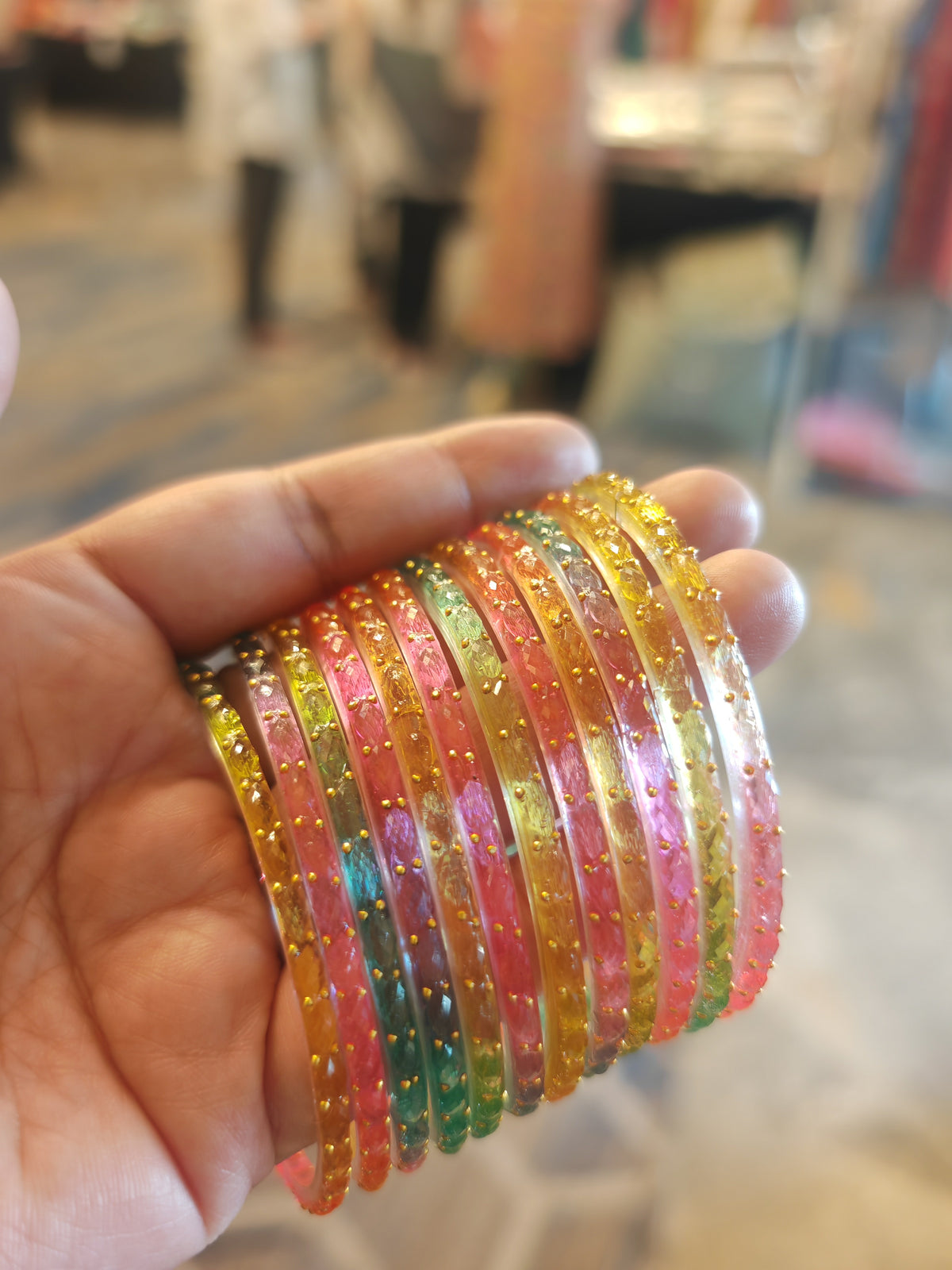 Light Multi Color Raindrop Glass Bangles
