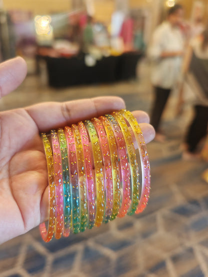 Light Multi Color Raindrop Glass Bangles