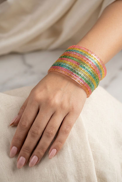 Light Multi Color Raindrop Glass Bangles