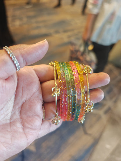 Light Multi Color Raindrop Glass Bangles