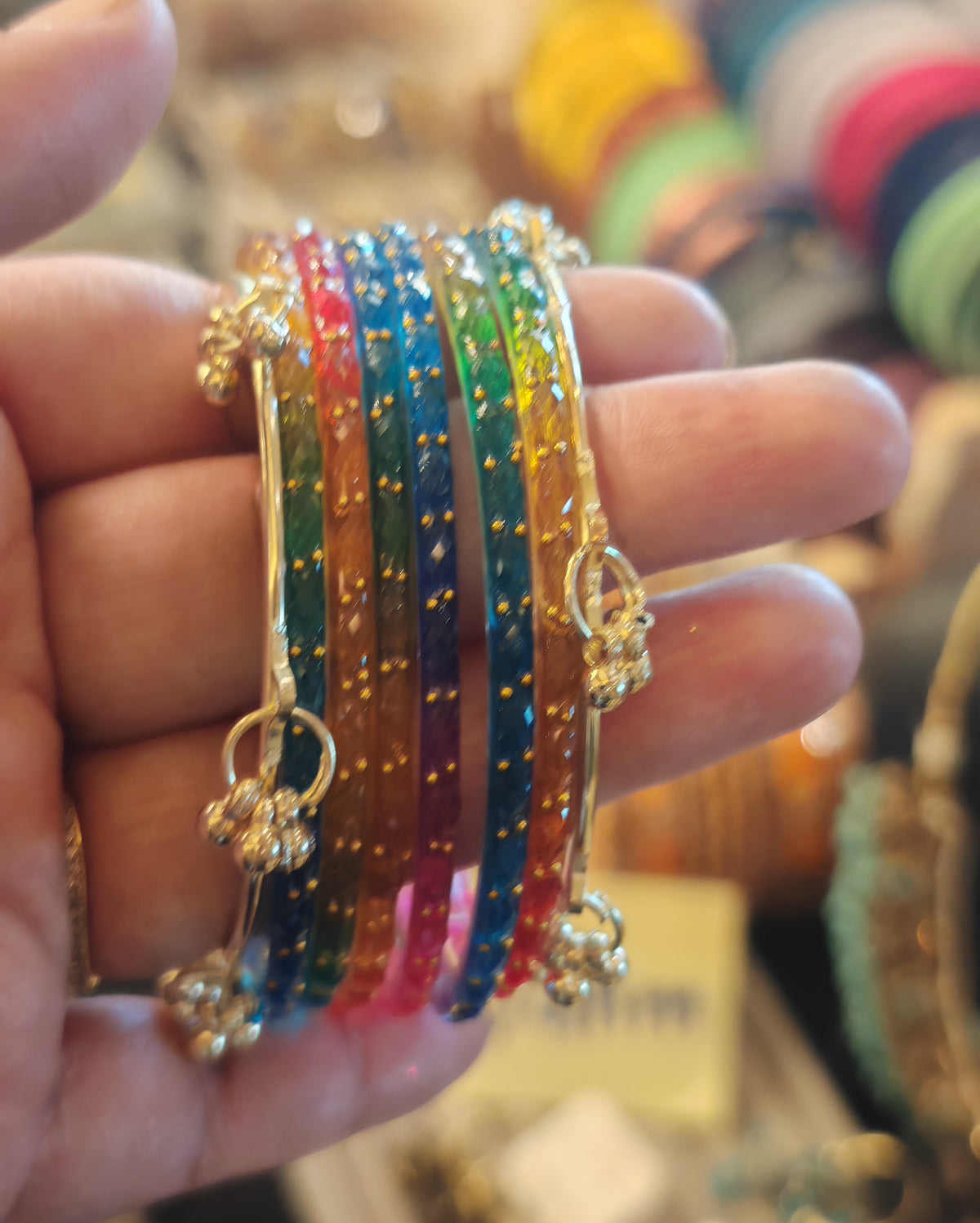 Dark Multi Color Raindrop Glass Bangles