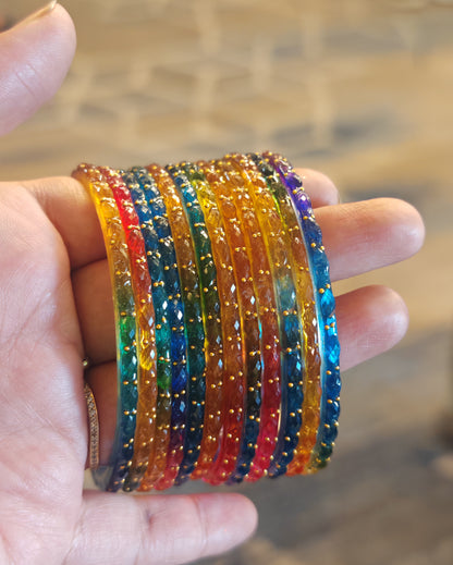 Dark Multi Color Raindrop Glass Bangles