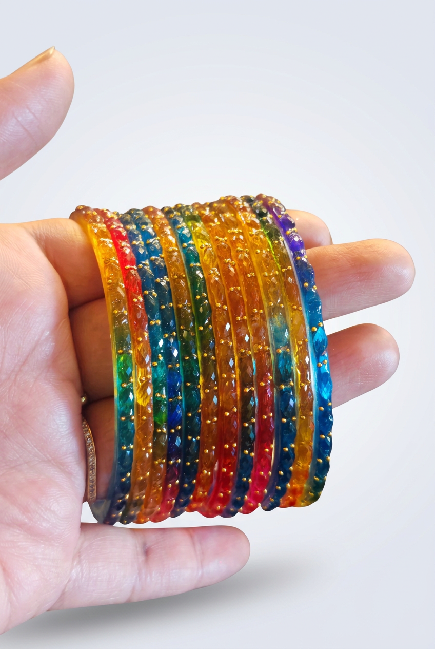 Dark Multi Color Raindrop Glass Bangles