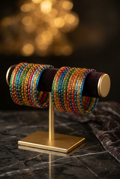 Dark Multi Color Raindrop Glass Bangles