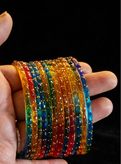 Dark Multi Color Raindrop Glass Bangles
