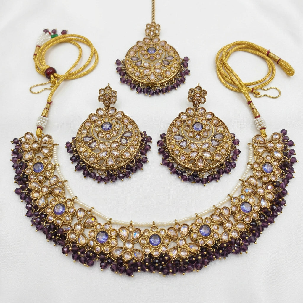 Purple Pari Kundan Style