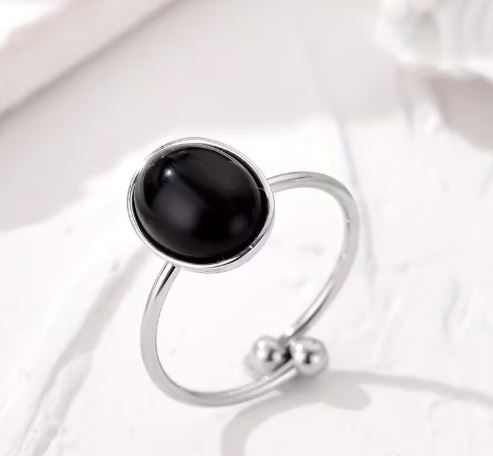 Moonstone Adjustable Steel Ring