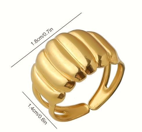 Ribbed Gold Dome Ring