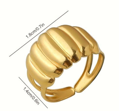 Ribbed Gold Dome Ring