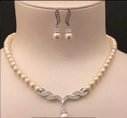 Pearl Necklace And Earring Set