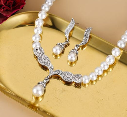 Pearl Necklace And Earring Set