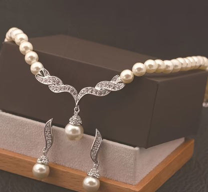Pearl Necklace And Earring Set