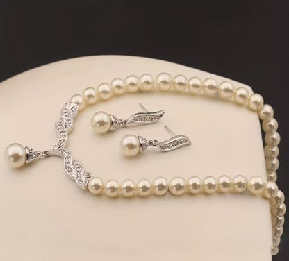 Pearl Necklace And Earring Set