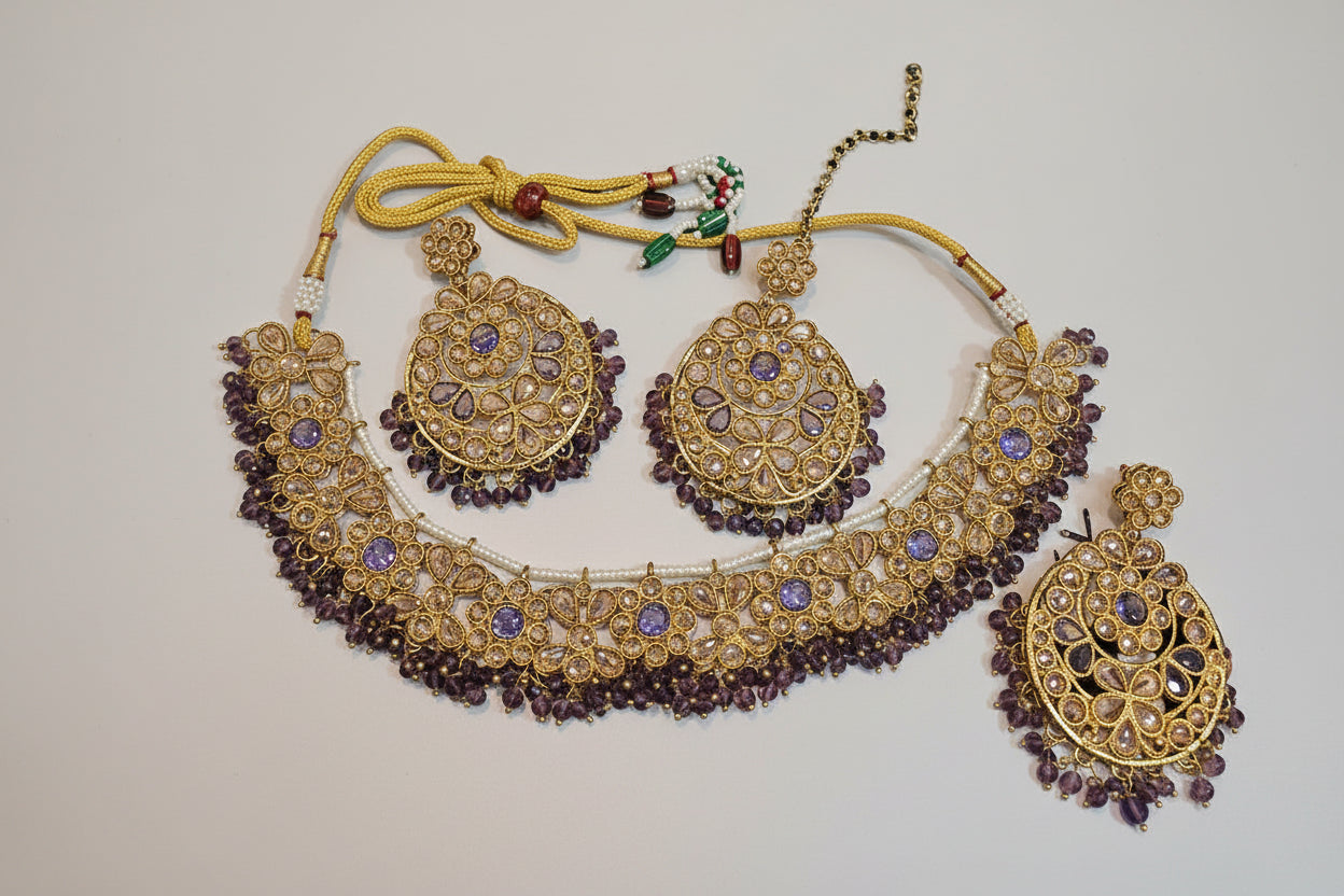Purple Pari Kundan Style