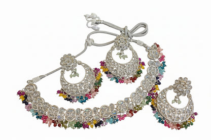 Multi Beads & Silver Kundan